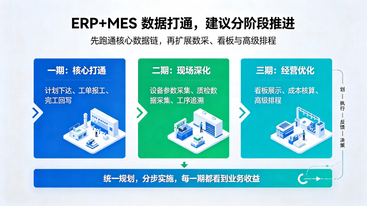 用友ERP+MES数据打通的落地路径与高频问题:分步实施、扫码即入账、追溯闭环与长期迭代要点