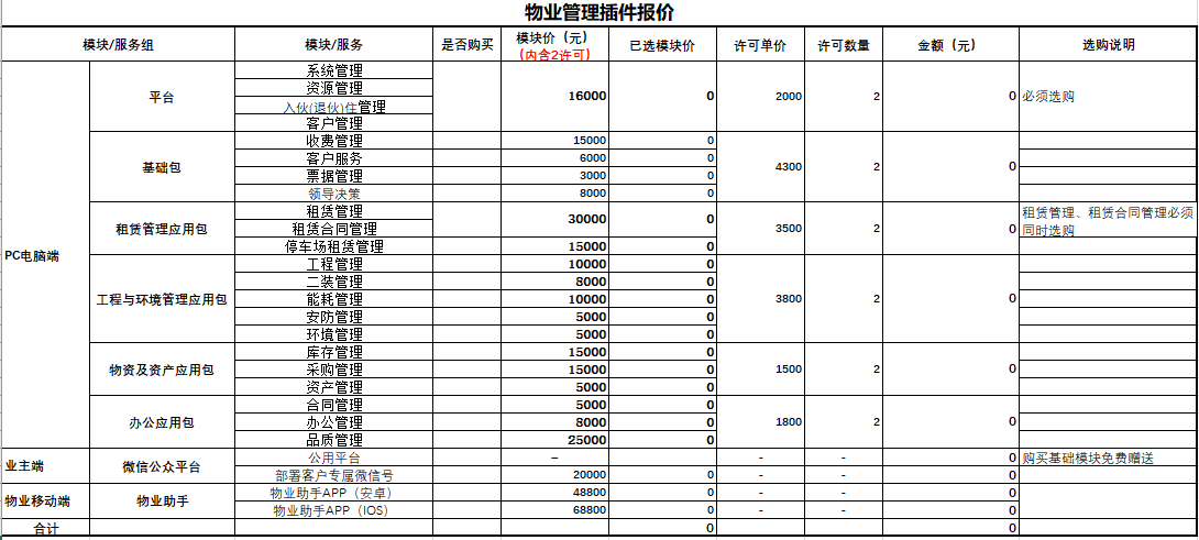 物业管理软件报价